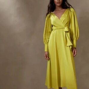 Banana Republic Celestial Blouson-Sleeve Silky Event Spring Party Maxi Dress H
